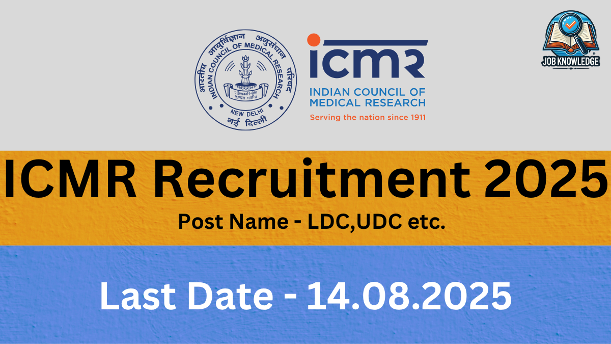 ICMR Recruitment 2025 poster for LDC, UDC, and other positions.