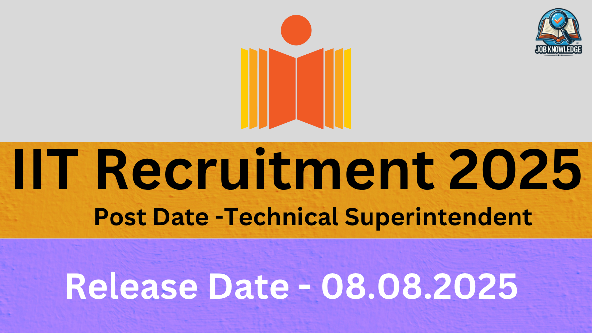 "A recruitment poster for IIT, announcing openings for the Technical Superintendent position, with a release date of August 8, 2025."